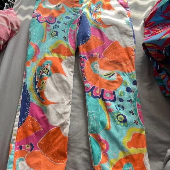 Trina Turk Multicolor Retro Floral Paisley Cropped Pants - 10 - Picture 2 of 9